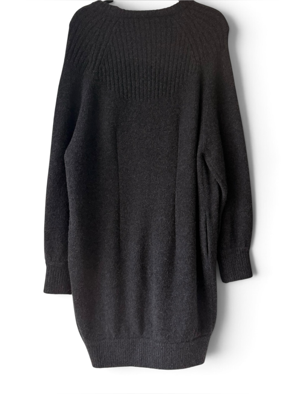 Kit and Ace Charcoal Grey Knit Sweater Dress Medium Long Sleeve Pocket Midi - Picture 3 of 4